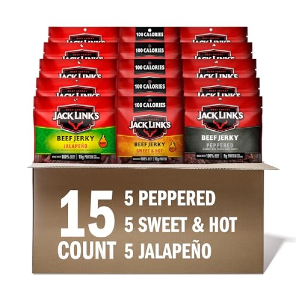 Jack Link's Bold Beef Jerky Variety Pack, 15 x 35g
