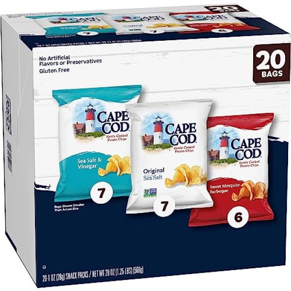 Cape Cod Potato Chips Variety Pack, 28g (Pack of 20)