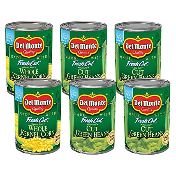 DEL MONTE Canned Veggies, Green Beans & Corn, 6-Pack