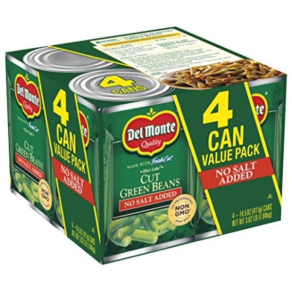 Del Monte No Salt Green Beans 411g (Pack of 4)