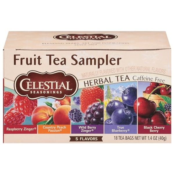Celestial Fruit Tea Sampler, Caffeine Free, 18 Bags