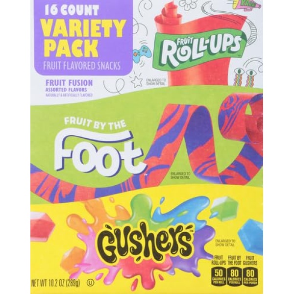 Fruit Roll-Ups, Gushers, Snacks Variety Pack, 16 ct