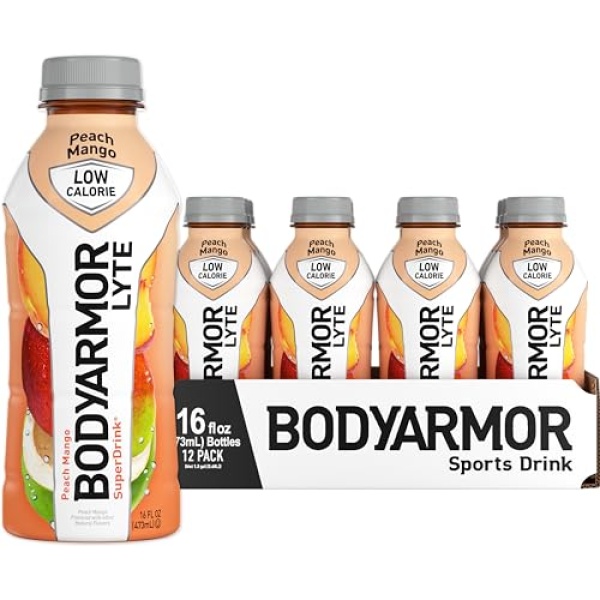 BODYARMOR LYTE Peach Mango Sports Drink, 473 ml (12 Pack)