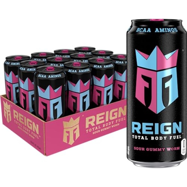 Reign Total Body Fuel, Sour Gummy Worm, 473ml (12 Pack)
