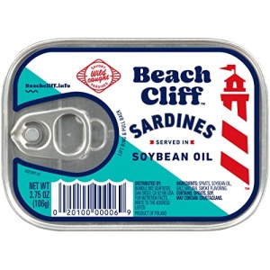 Beach Cliff Sardines in Soybean Oil, 106g Can - 13g Protein