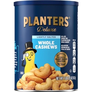 PLANTERS Deluxe Lightly Salted Whole Cashews, 510g Canister