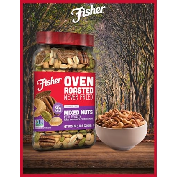 Fisher Oven Roasted Mixed Nuts with Peanuts, 680g