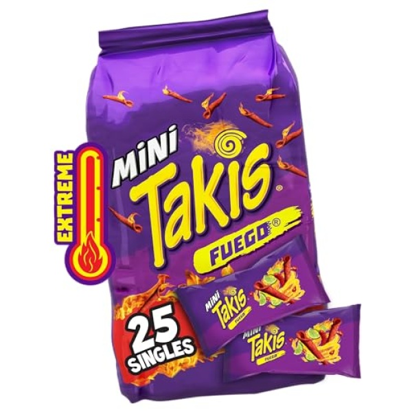 Takis Fuego Mini 25pc, 35g Hot Chili & Lime Tortilla Chips