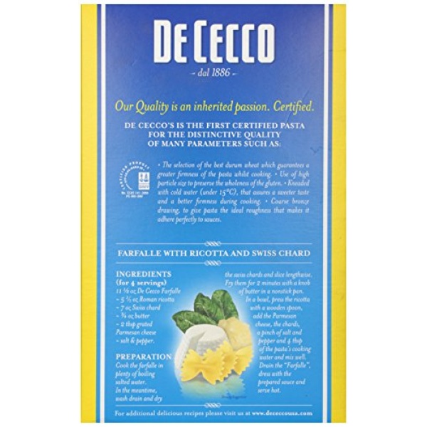 De Cecco Farfalle Pasta, 454g