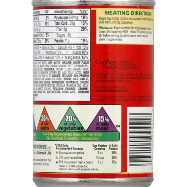Chef Boyardee Overstuffed Beef Ravioli, 425g Can