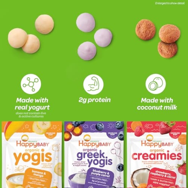 Happy Baby Organics Yogis, 3 Flavor Variety Pack, 28g