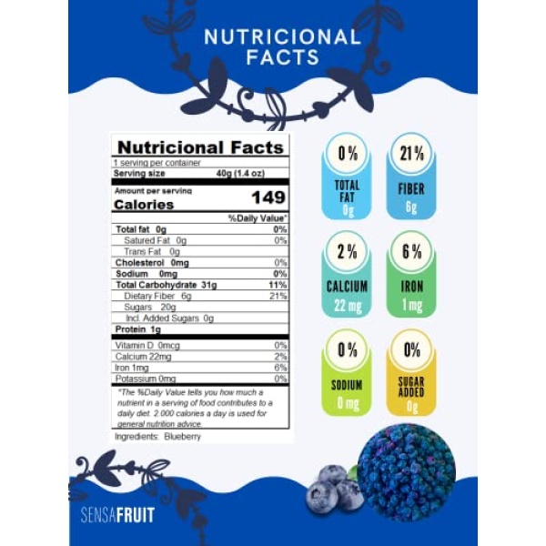 Sensafruit Blueberry Slices, No Sugar, 2 Bags x 40g