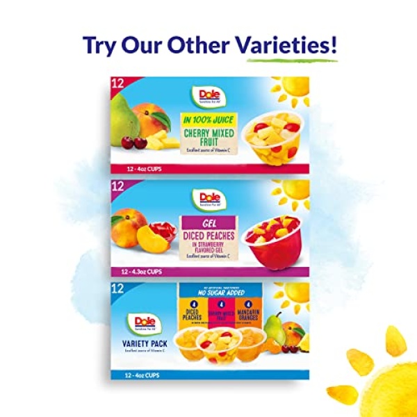 Dole No Sugar Added Fruit Bowls, 12 x 113g Cups