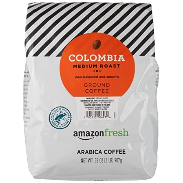 Amazon Fresh Colombia Ground Coffee, Medium Roast, 907g