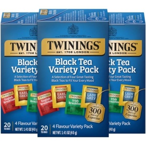 Twinings Black Tea Variety Pack, 20 Bags Each (3 Pack)