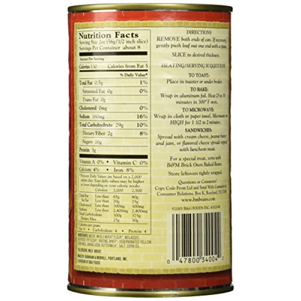 B & M Brown Raisin Bread, 454g (Pack of 2)