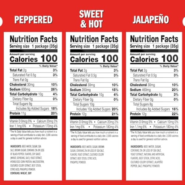 Jack Link's Bold Beef Jerky Variety Pack, 15 x 35g