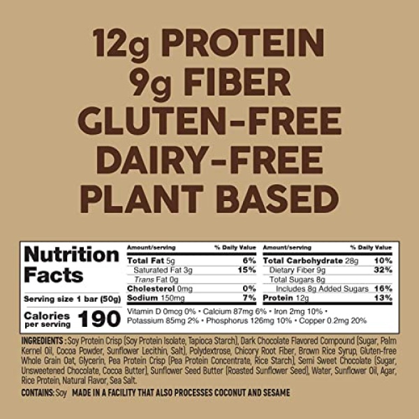 No Nuts! Vegan Chocolate Chip Protein Bars, Organic, Kosher
