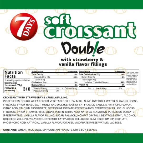 7Days Soft Croissant, Strawberry & Vanilla, 75g, 6 Pack