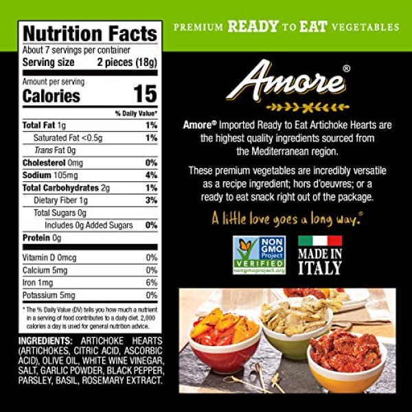 Amore Vegan Artichoke Hearts, 125g (Pack of 10)