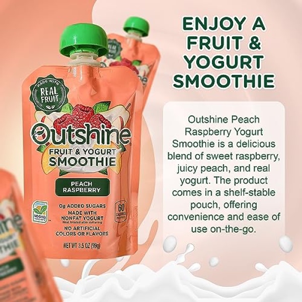 Outshine Peach Raspberry Yogurt Smoothie Pouches (24)