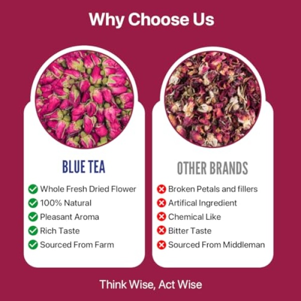 BLUE TEA - Rose Buds Tea - 60g (Pack of 2) - Caffeine Free