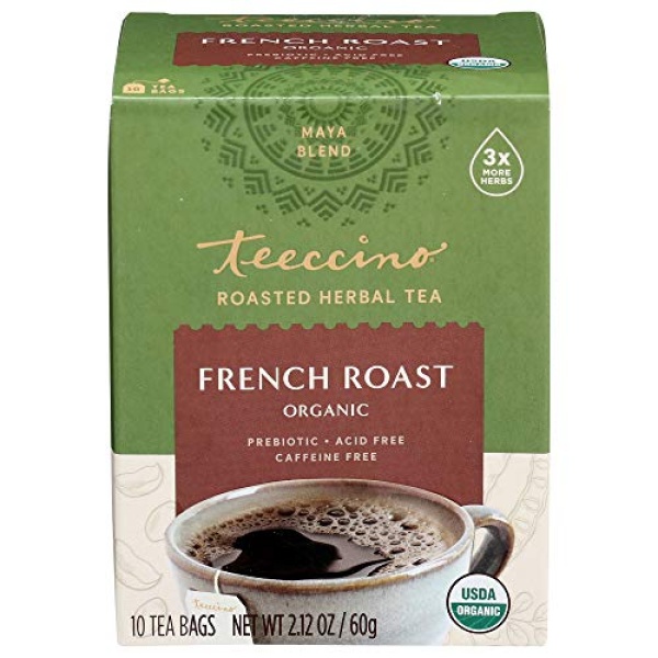 Teeccino French Roast Herbal Tea, 10 Bags, Caffeine-Free