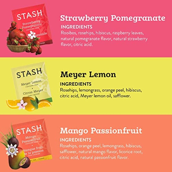 Stash Fruity Herbal Tea Sampler, 6 Boxes, 18-20 Bags Each