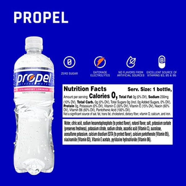 Propel Strawberry Lemonade Zero Calorie Water, 500ml (12 Pack)