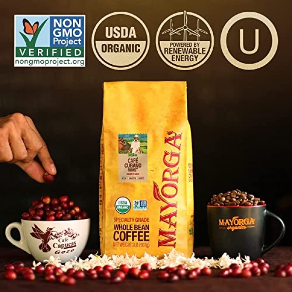 Mayorga Organics Cubano Dark Roast Whole Bean Coffee 907g