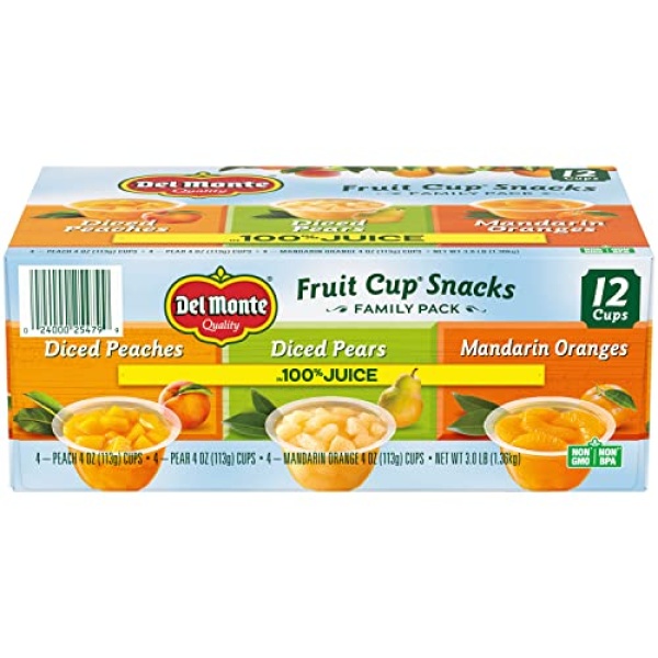 Del Monte Fruit Cup Snacks in Juice, 113g, 12 Ct