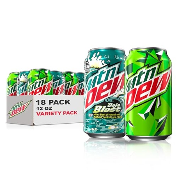 Mountain Dew Baja Blast Variety Pack, 355ml Cans (18 Pack)