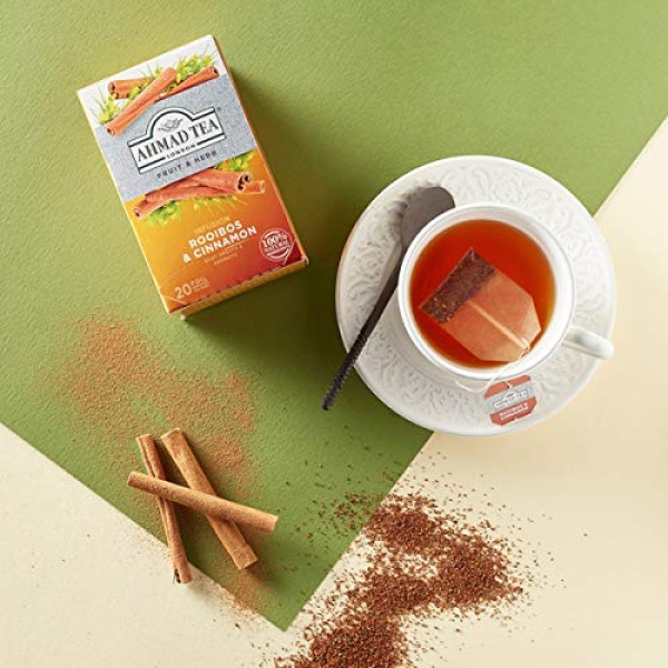 Ahmad Rooibos & Cinnamon Herbal Tea, 20 Bags, Decaf