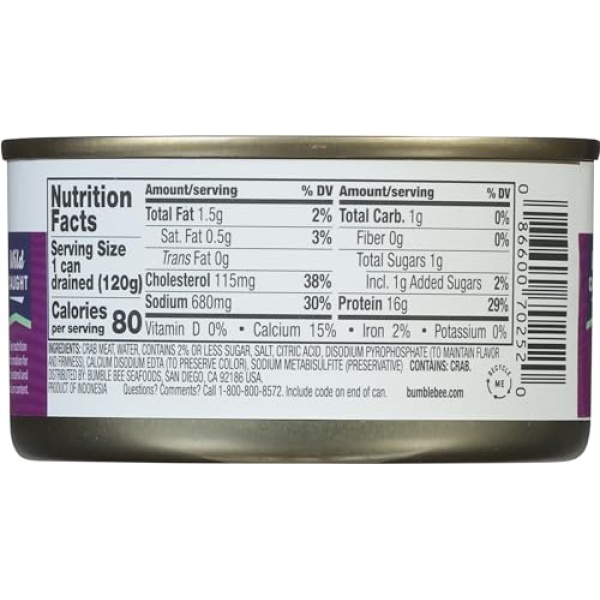 Bumble Bee Lump Crab Meat, Wild Caught, 170g Can