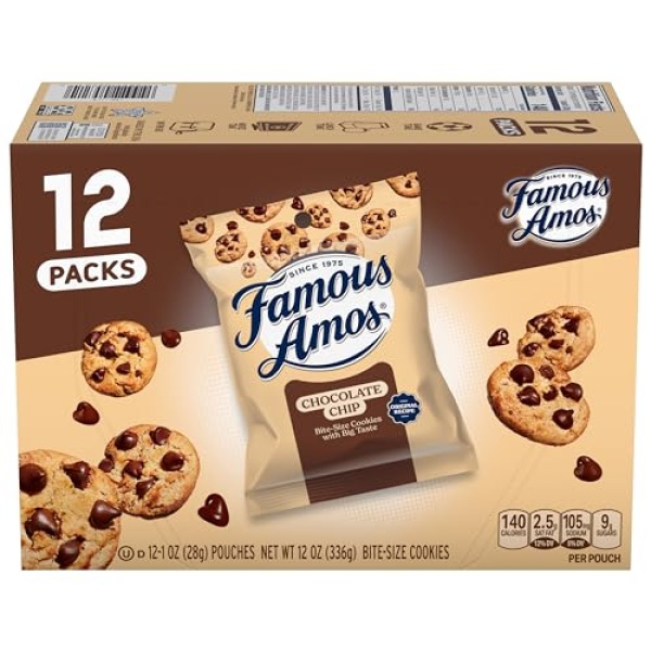 Famous Amos Classic Chocolate Chip Cookies, 28g (12 Pack)