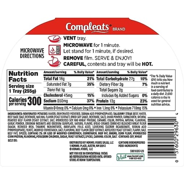 HORMEL COMPLEATS Salisbury Steak, 255g (6 Pack)