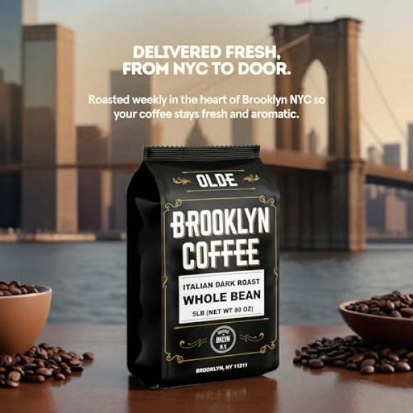BROOKLYN COFFEE Whole Bean, Italian Dark Roast (2.27kg)