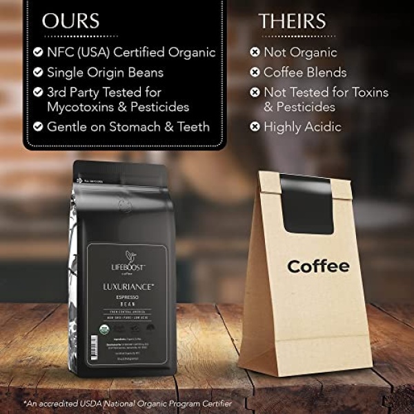 Lifeboost Organic Espresso Beans - Low Acid - 340g