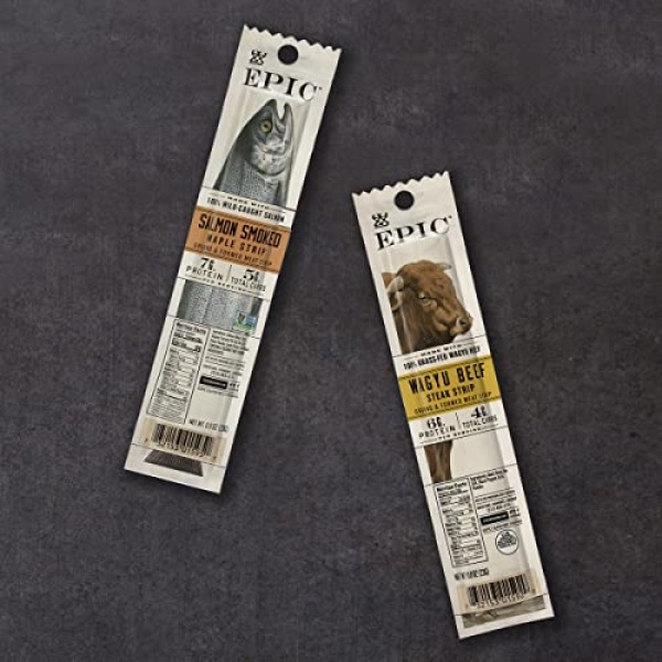 EPIC Smoked Salmon Strips, Wild Caught, 20 ct, 22.7g