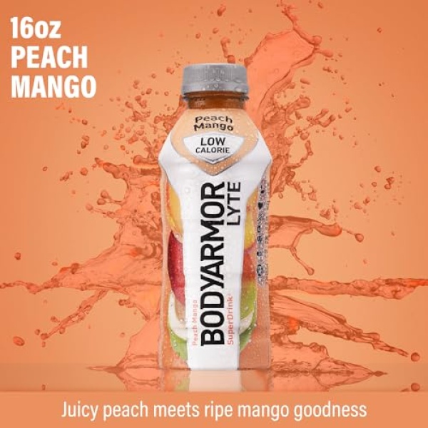 BODYARMOR LYTE Peach Mango Sports Drink, 473 ml (12 Pack)