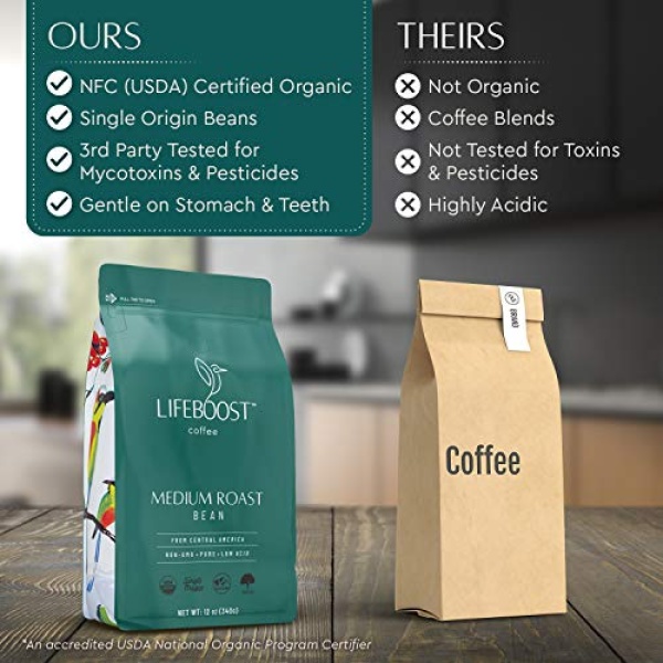 Lifeboost Organic Medium Roast Coffee Beans - 340g