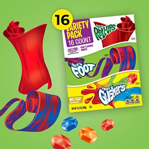 Fruit Roll-Ups, Gushers, Snacks Variety Pack, 16 ct