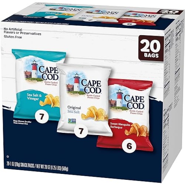Cape Cod Potato Chips Variety Pack, 28g (Pack of 20)