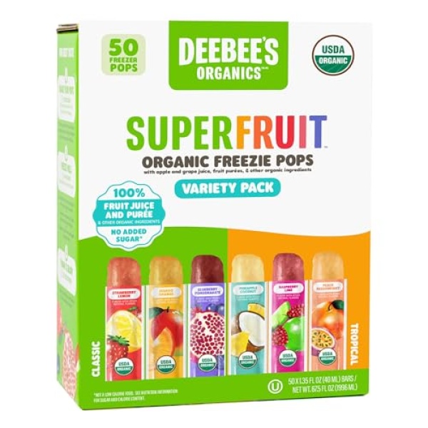 DeeBee's Organics SuperFruit Freezie Pops, 50 Pack