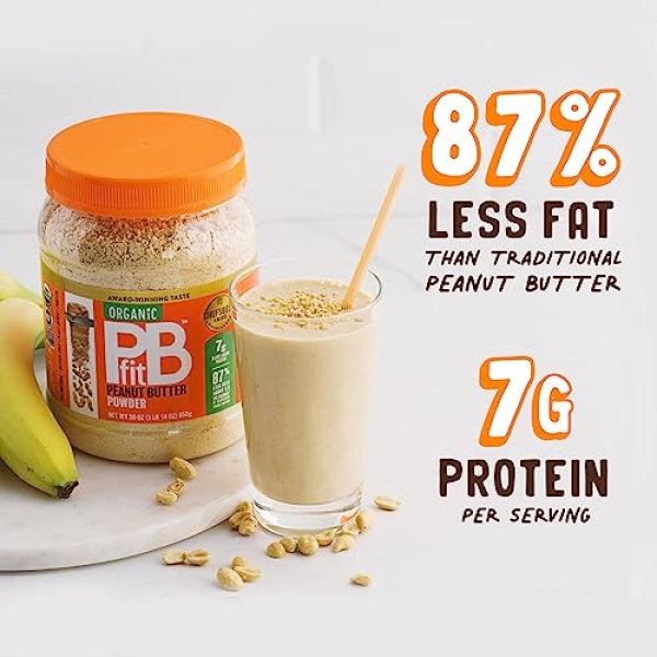 PBfit Organic Peanut Butter Powder, 7g Protein, 850g