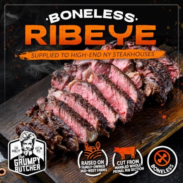 Grumpy Butcher Prime Beef Ribeye Steaks (400g each, 4 Pack)