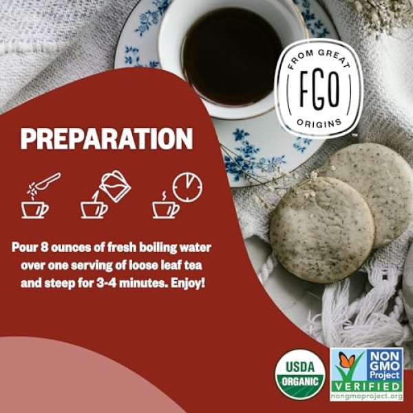 FGO Organic English Breakfast Loose Leaf Tea, 454g