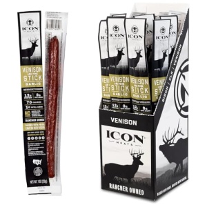 ICON Meats Venison & Pork Garlic Snack Sticks - 24 Pack