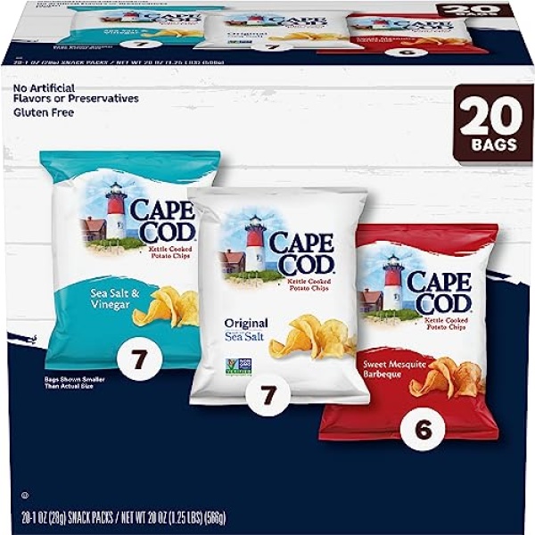 Cape Cod Potato Chips Variety Pack, 28g (Pack of 20)