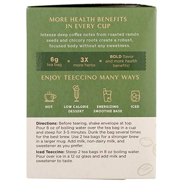 Teeccino French Roast Herbal Tea, 10 Bags, Caffeine-Free